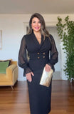 DOUBLE BUTTON DRESS - BLACK