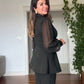BALLOON SLEEVE BELTED BLAZER SET - BLACK
