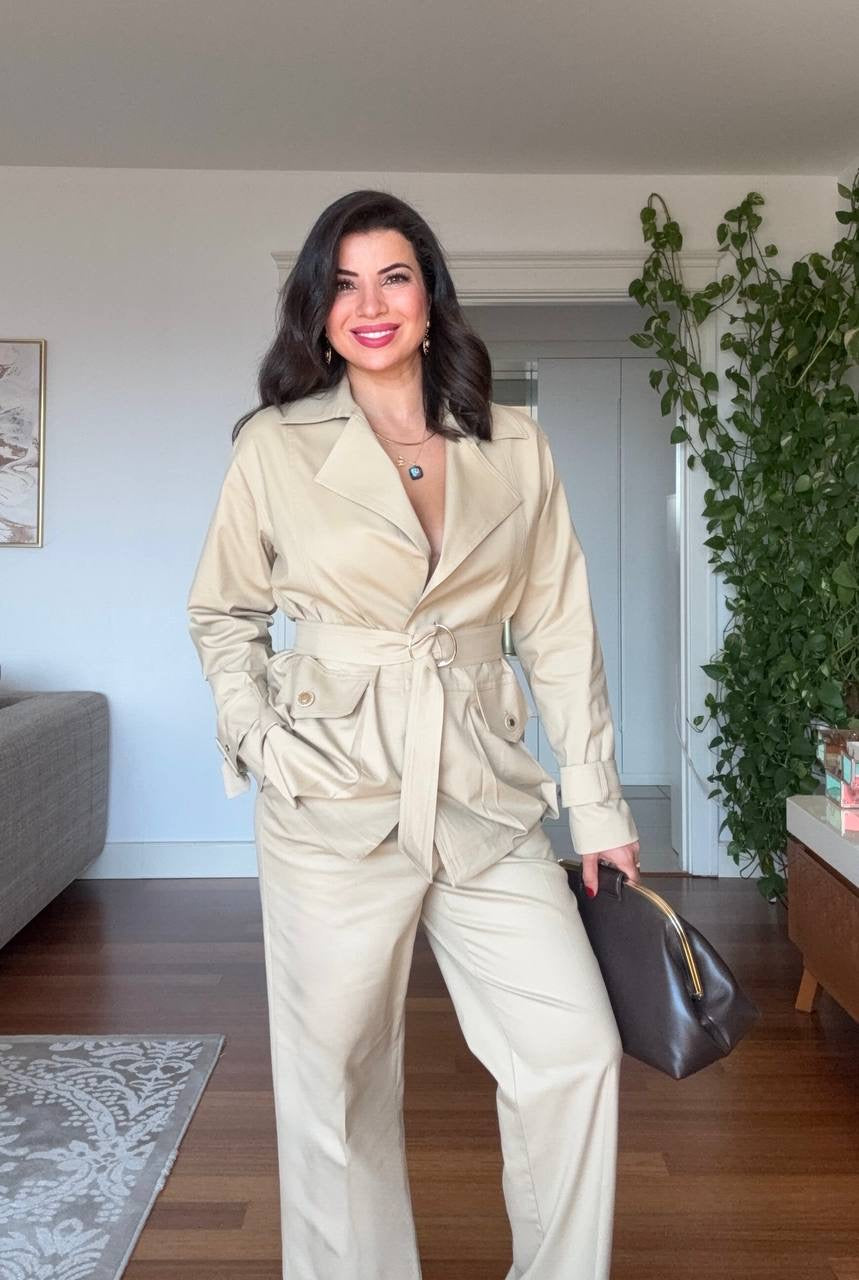 SAFARI TRENCH CO-ORD SET — BEIGE