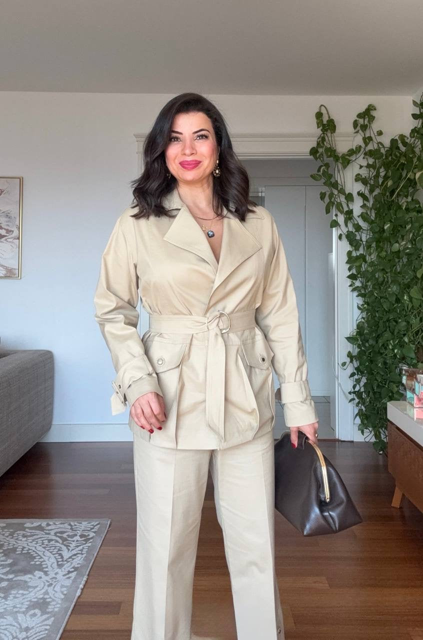 SAFARI TRENCH CO-ORD SET — BEIGE
