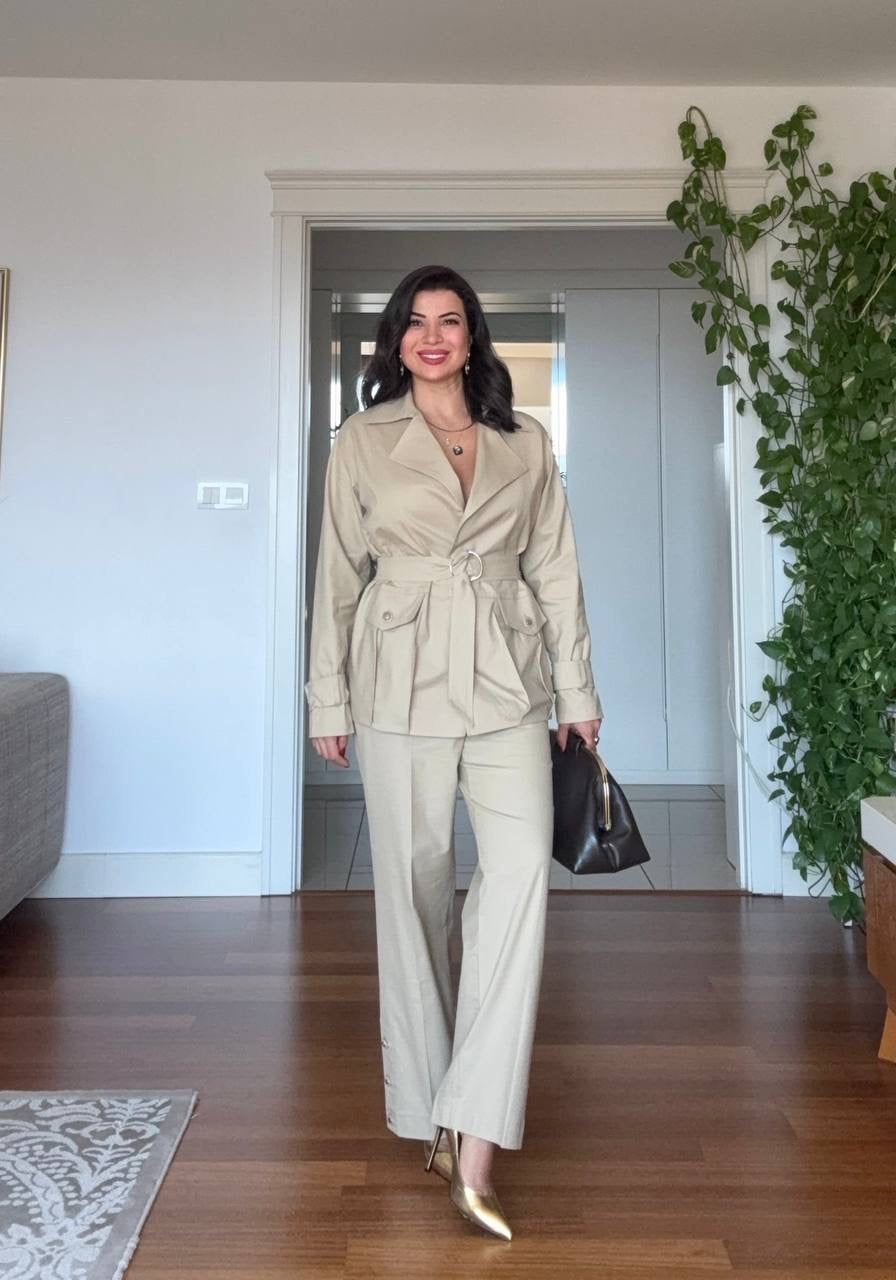 SAFARI TRENCH CO-ORD SET — BEIGE