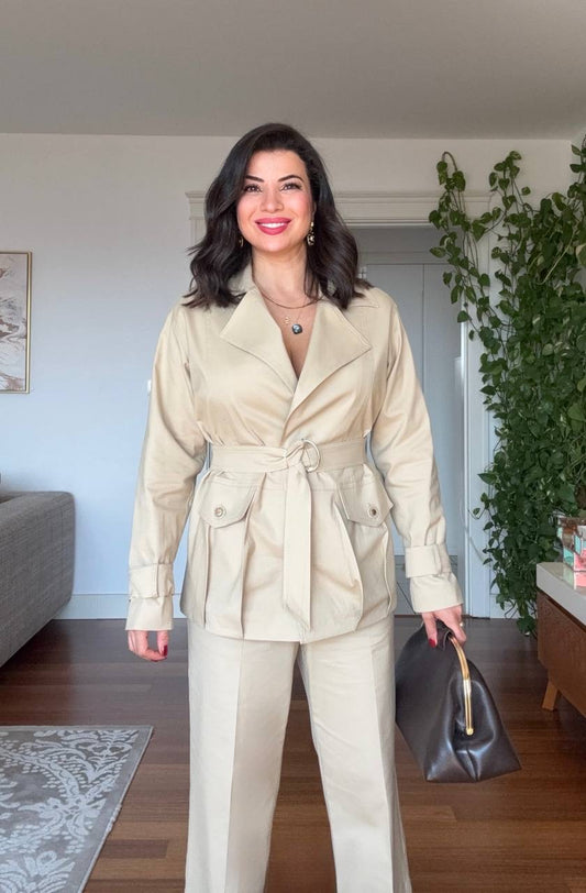SAFARI TRENCH CO-ORD SET — BEIGE
