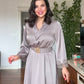 LACE-CUFFED BELTED MAXI DRESS - MINK