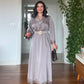 LACE-CUFFED BELTED MAXI DRESS - MINK