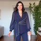 BELT-DETAIL SUIT - NAVY
