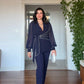 BELT-DETAIL SUIT - NAVY