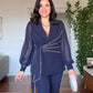 BELT-DETAIL SUIT - NAVY