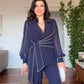 BELT-DETAIL SUIT - NAVY