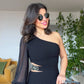 WAİST DETAİLED ASYMMETRİC JUMPSUİT - BLACK