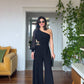 WAİST DETAİLED ASYMMETRİC JUMPSUİT - BLACK