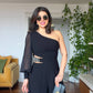 WAİST DETAİLED ASYMMETRİC JUMPSUİT - BLACK