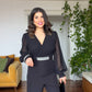 JUMPSUIT WITH STONE DETAILS - BLACK