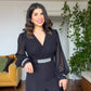 JUMPSUIT WITH STONE DETAILS - BLACK