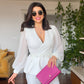 ELEGANT V-NECK JUMPSUIT - WHITE