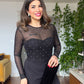 STONE-EMBELLISHED STRAPLESS JUMPSUIT - BLACK