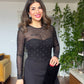 STONE-EMBELLISHED STRAPLESS JUMPSUIT - BLACK