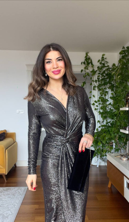 DOUBLE-BREASTED EVENİNG DRESS