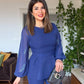 BELTED CHIFFON SLEEVE SET - NAVY