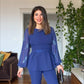 BELTED CHIFFON SLEEVE SET - NAVY