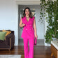 V-NECK SUIT - FUCHSIA