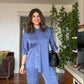 ASYMMETRICAL CUT SUIT - INDIGO