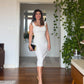 SWEETHEART NECKLINE MIDI DRESS - ECRU