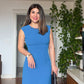 DRESS WITH STONE-EMBELLISHED COLLAR - BLUE
