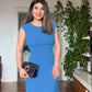 DRESS WITH STONE-EMBELLISHED COLLAR - BLUE