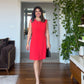 DRESS WITH STONE-EMBELLISHED COLLAR - RED