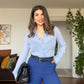 CE BLUE SHEER TEXTURED SHIRT