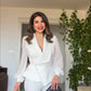 TULLE SLEEVE STONE DETAILED SET - WHİTE