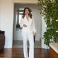 TULLE SLEEVE STONE DETAILED SET - WHİTE