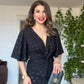 POLKA DOT WRAP MIDI DRESS - BLACK