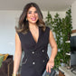 V-NECK SUIT - BLACK