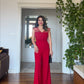 SATIN DETAILED JUMPSUIT - RED