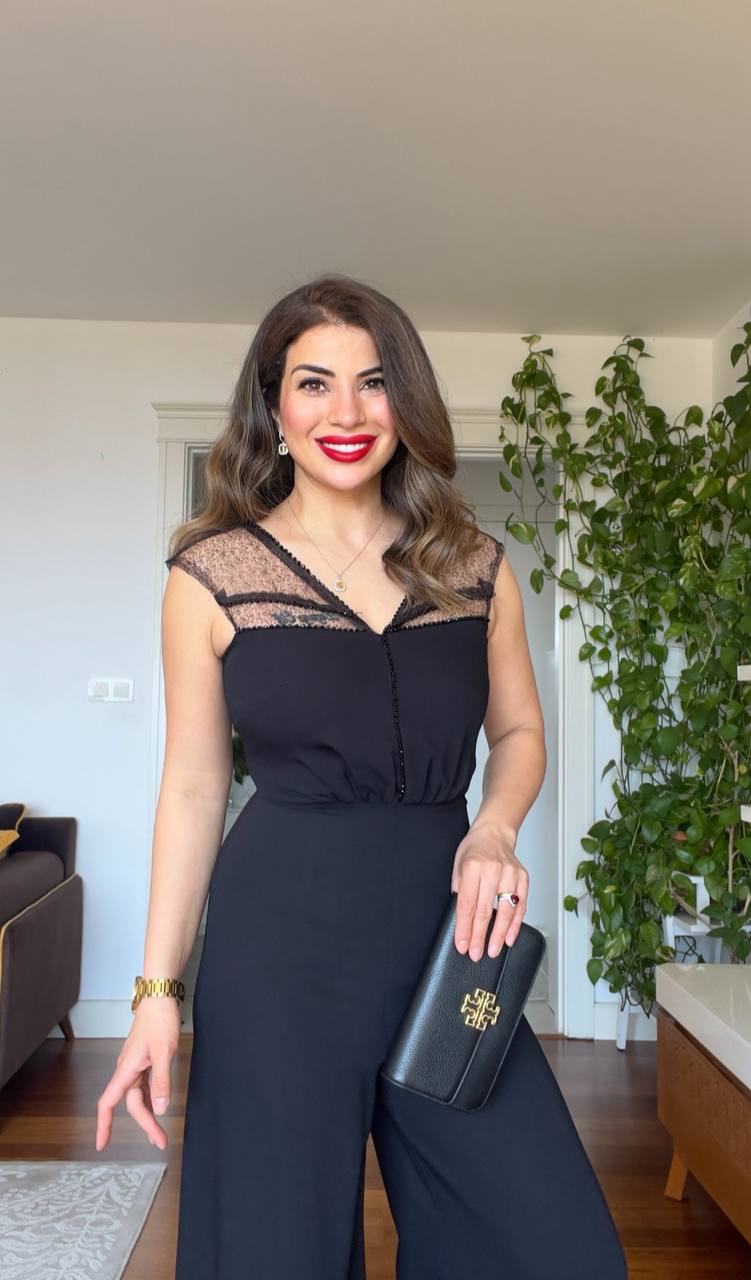 SATIN DETAILED JUMPSUIT - BLACK