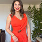 ASYMMETRICAL BUCKLE JUMPSUIT -  RED