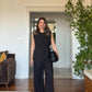 BELTED SLEEVELESS JUMPSUIT - BLACK
