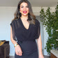 DRAPED MIDI DRESS - BLACK