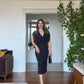DRAPED MIDI DRESS - BLACK