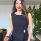 ELEGANT MIDI PENCIL DRESS WITH WAIST TIE - BLACK