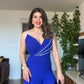 STONE STRAP DETAILED ELEGANT JUMPSUIT – COBALT BLUE