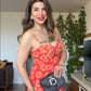 FLORAL PATTERNED STRAP DRESS - ORANGE