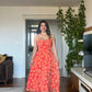 FLORAL PATTERNED STRAP DRESS - ORANGE