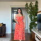 FLORAL PATTERNED STRAP DRESS - ORANGE