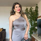ONE-SHOULDER SATIN JUMPSUIT – MİNK