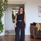 SET WITH RHINESTONE BELT AND RUFFLE DETAIL – BLACK