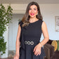 SET WITH RHINESTONE BELT AND RUFFLE DETAIL – BLACK