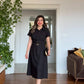 BELTED BUTTON-DOWN DRESS - BLACK