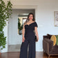 ASYMMETRICAL ONE-SHOULDER METAL DETAIL JUMPSUIT - BLACK